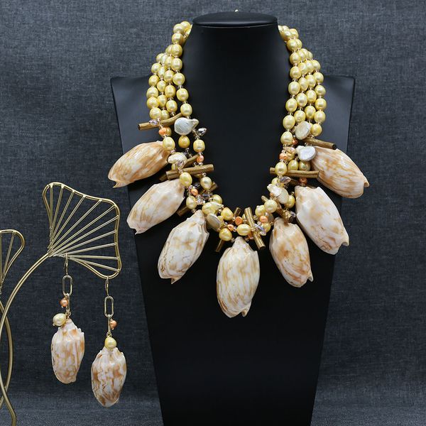 4 rows golden rice coin pearl coral branch necklace sea shell conch pearl pendant earrings sets handmade for lady, Silver
4 rows golden rice coin pearl coral branch necklace sea shell conch pearl pendant earrings sets handmade for lady, Silver