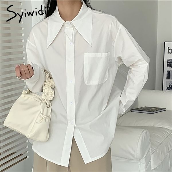 vintage pockets button blouses women single breasted casual solid spring korean fashion shirts 210607, White
vintage pockets button blouses women single breasted casual solid spring korean fashion shirts 210607, White