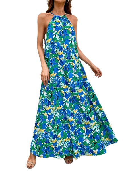 allover floral print halter dress 93v0#, Black;gray
allover floral print halter dress 93v0#, Black;gray