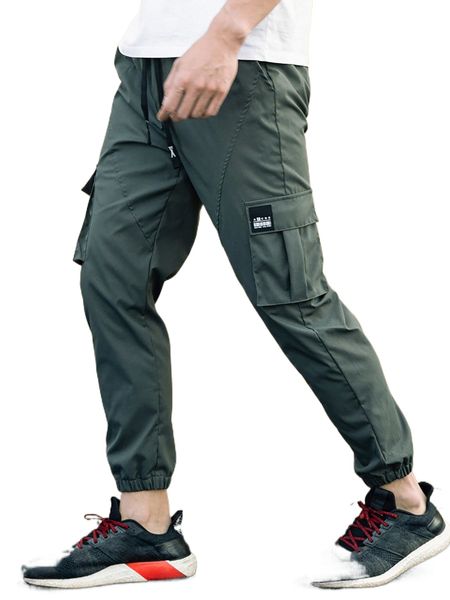 men letter patch detail flap pocket drawstring waist cargo pants y7rh#, Black
men letter patch detail flap pocket drawstring waist cargo pants y7rh#, Black