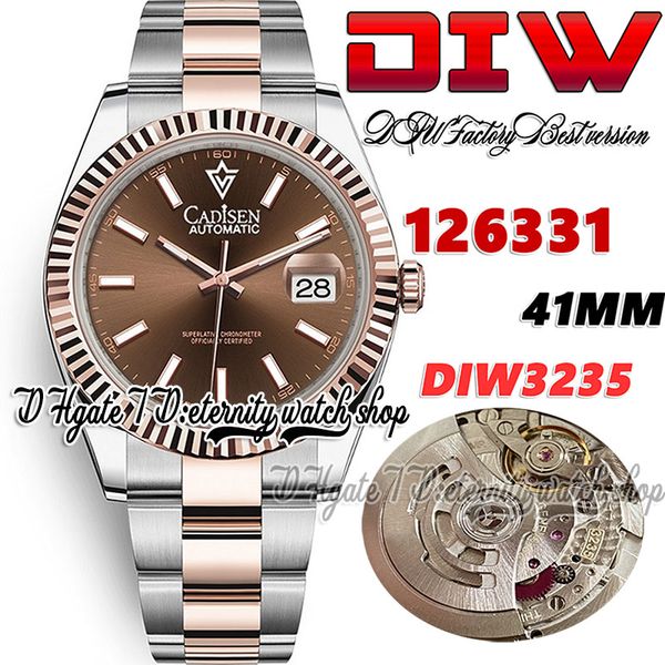 diw diw126331 sa3235 automatic mens watch 41mm fluted bezel chocolate dial stick markers 904l oystersteel bracelet with same serial warranty, Slivery;brown
diw diw126331 sa3235 automatic mens watch 41mm fluted bezel chocolate dial stick markers 904l oystersteel bracelet with same serial warranty, Slivery;brown