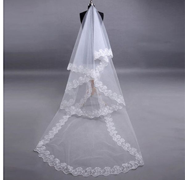 elegant wedding accessories white tulle 3 meters long veil wedding veil lace appliques bridal veil, Black
elegant wedding accessories white tulle 3 meters long veil wedding veil lace appliques bridal veil, Black
