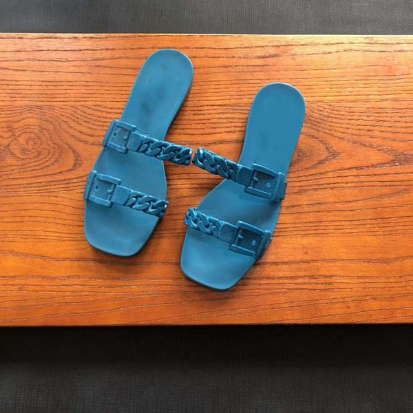 summer lady slippers fashion flat heel jelly slide sandal designer buckle chain solid color woman flip flops, Black
summer lady slippers fashion flat heel jelly slide sandal designer buckle chain solid color woman flip flops, Black