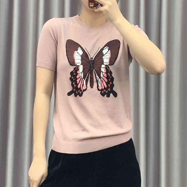 women's polos pink butterfly jacquard mulberry silk round neck loose short sleeve women's summer sweater ko4d, White
women's polos pink butterfly jacquard mulberry silk round neck loose short sleeve women's summer sweater ko4d, White
