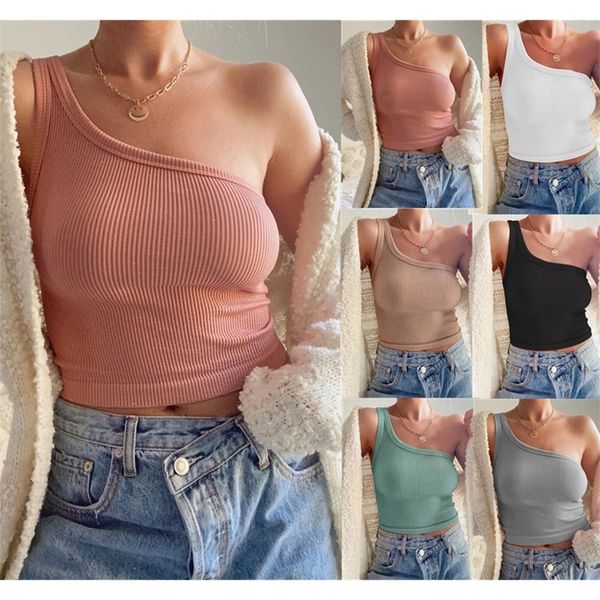 women's t-shirt ins solid color bottom wrapped chest wearing one shoulder vest t-shirt summer a743, White
women's t-shirt ins solid color bottom wrapped chest wearing one shoulder vest t-shirt summer a743, White