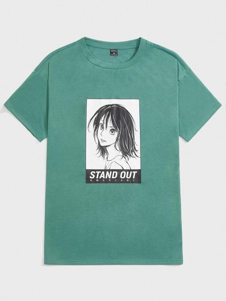 men figure & letter graphic tee w3pv#, White;black 
men figure & letter graphic tee w3pv#, White;black