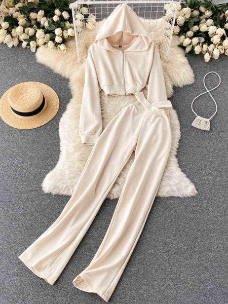 women streetwear sweatshirts two piece sets lazy short zip cardigan hooded crop jacket high waist long pants solid 2 pcs suit t220729, Gray
women streetwear sweatshirts two piece sets lazy short zip cardigan hooded crop jacket high waist long pants solid 2 pcs suit t220729, Gray