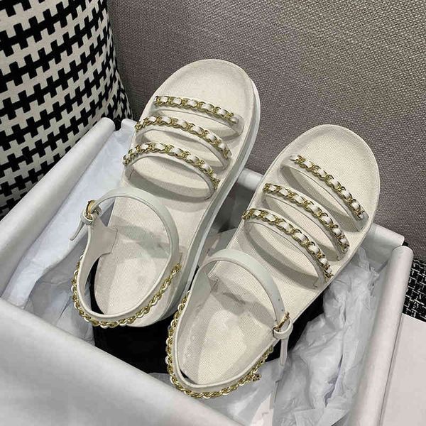 slippers summer small fragrance chain sandals increased thick soled muffin roman women's shoes, Black
slippers summer small fragrance chain sandals increased thick soled muffin roman women's shoes, Black