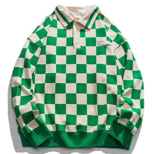 men checkerboard coat sweatshirts women couple lapel green blue pullover sweater color matching long-sleeve casual hoodies 220805, Black
men checkerboard coat sweatshirts women couple lapel green blue pullover sweater color matching long-sleeve casual hoodies 220805, Black