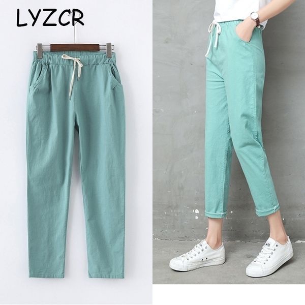 summer cotton linen pant candy color casual loose harem pants for women ankle length trousers female elastic waist pant y200418, Black;white
summer cotton linen pant candy color casual loose harem pants for women ankle length trousers female elastic waist pant y200418, Black;white