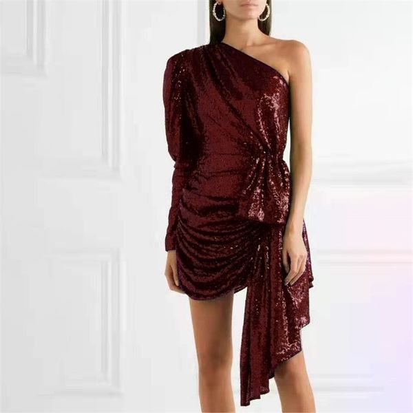 est women dress shining black bandage dresses bodycon long sleeve one shoulder club party dress burgundy above knee 210414, Black;gray
est women dress shining black bandage dresses bodycon long sleeve one shoulder club party dress burgundy above knee 210414, Black;gray