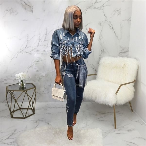tsuretobe tassel ripped cropped jean jacket women autumn chain long sleeve denim jacket streetwear short denim coat female outwe lj200813, Black;brown
tsuretobe tassel ripped cropped jean jacket women autumn chain long sleeve denim jacket streetwear short denim coat female outwe lj200813, Black;brown