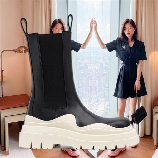 two tone tire chelsea boots women platform chunky boot lady luxe design men mid-calf desiger calfskin slip-on style round toe boots rubber b, Black
two tone tire chelsea boots women platform chunky boot lady luxe design men mid-calf desiger calfskin slip-on style round toe boots rubber b, Black