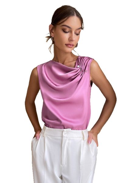 sollinarry pearls detail draped asymmetrical neck sleeveless blouse f0km#, White
sollinarry pearls detail draped asymmetrical neck sleeveless blouse f0km#, White