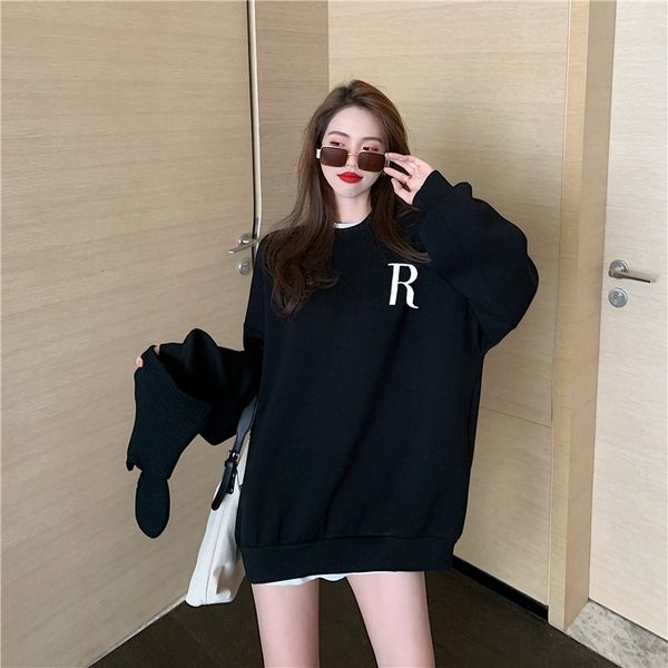 solid letters r print woman clothes fleece loose casual sweatshirt fashionable white black long sleeve sweatshirt 201202
solid letters r print woman clothes fleece loose casual sweatshirt fashionable white black long sleeve sweatshirt 201202