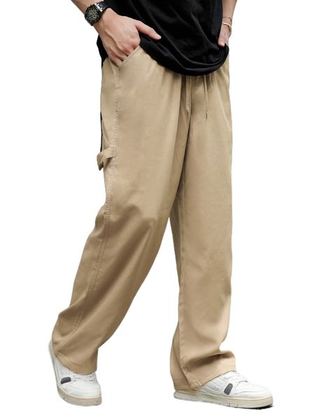 men drawstring waist strap detail pants a8ni#, Black
men drawstring waist strap detail pants a8ni#, Black