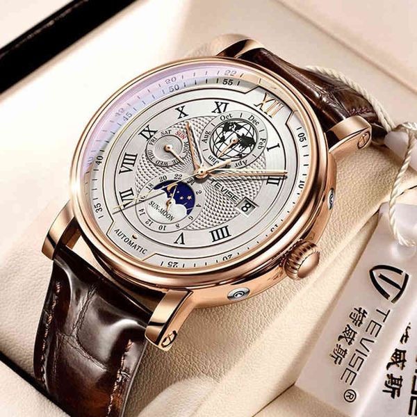 2022 tevise business waterproof mens mechanical es brand luxury leather for men moon phase automatic wrist y220707, Slivery;brown
2022 tevise business waterproof mens mechanical es brand luxury leather for men moon phase automatic wrist y220707, Slivery;brown