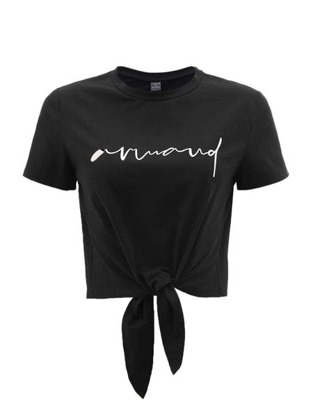 x armand letter graphic knot hem tee x3ei#, White 
x armand letter graphic knot hem tee x3ei#, White