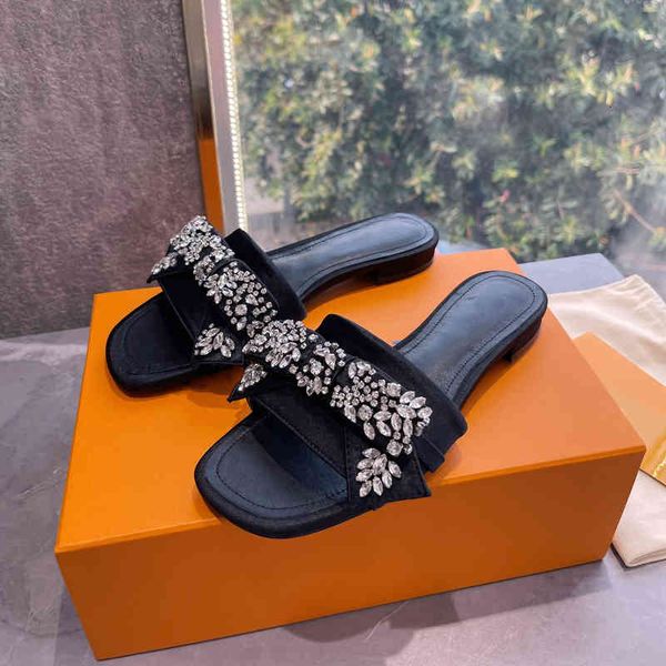 dress shoes women's shoes silk genuine leather slippers low heel crystal butterfly-knot designer summer luxury slides, Black
dress shoes women's shoes silk genuine leather slippers low heel crystal butterfly-knot designer summer luxury slides, Black