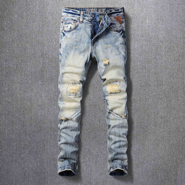 men's jeans street fashion tattered men's jeans nostalgic washed stitching slim fit pants bhh0, Blue
men's jeans street fashion tattered men's jeans nostalgic washed stitching slim fit pants bhh0, Blue
