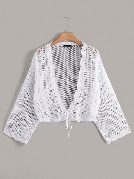 plus fishnet lace up cardigan x01m#, Black 
plus fishnet lace up cardigan x01m#, Black