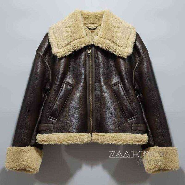 zaahonew 2022 winter women thick vintage faux leather jacket casual zipper warm lambwool biker jacket female short outfit ladies j220727, Black
zaahonew 2022 winter women thick vintage faux leather jacket casual zipper warm lambwool biker jacket female short outfit ladies j220727, Black