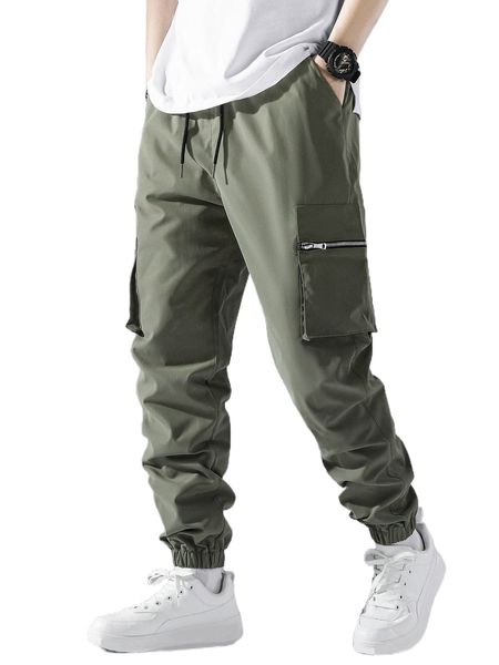 men drawstring waist cargo pants v9wn#, Black
men drawstring waist cargo pants v9wn#, Black