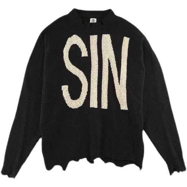 men's sweaters saint michael 21aw new autumn winter sin letter t-shirt wool loose damage pullover, White;black
men's sweaters saint michael 21aw new autumn winter sin letter t-shirt wool loose damage pullover, White;black