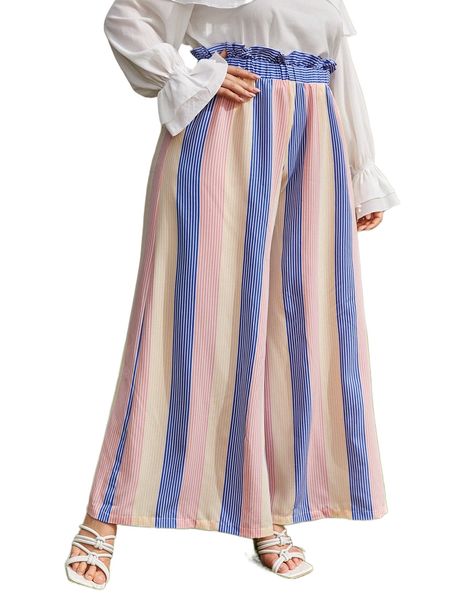 plus striped paper bag waist wide leg pants z3we#, Black
plus striped paper bag waist wide leg pants z3we#, Black