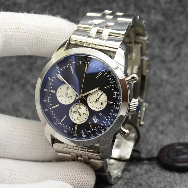44mm chronomat transocean quality watch chronograph quartz movement black dial 50th anniversary men watch steel strap mens wristwatches, Slivery;brown
44mm chronomat transocean quality watch chronograph quartz movement black dial 50th anniversary men watch steel strap mens wristwatches, Slivery;brown
