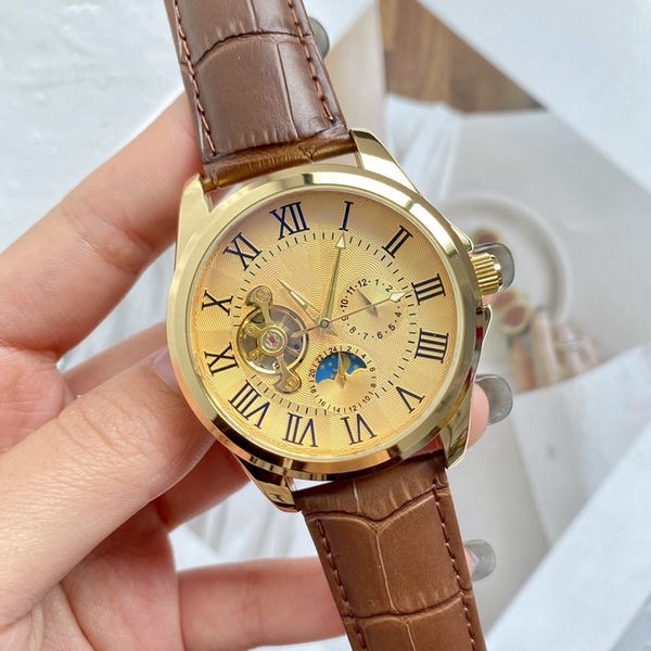 2022 new luxury mens watches five stitches series tourbillon automatic mechanical watch european brand wristwatch leather strap, Slivery;brown
2022 new luxury mens watches five stitches series tourbillon automatic mechanical watch european brand wristwatch leather strap, Slivery;brown