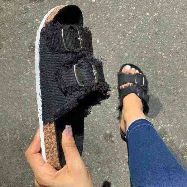 2022 new summer beach cork slippers casual double buckle non-slip clogs slides women slip on flip flop shoe denim slipper female, Black
2022 new summer beach cork slippers casual double buckle non-slip clogs slides women slip on flip flop shoe denim slipper female, Black