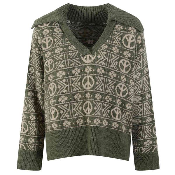 women's knits tees french temperament lapel geometric pattern contrast knitted clothing autumn and winter sweater 6lcu, White
women's knits tees french temperament lapel geometric pattern contrast knitted clothing autumn and winter sweater 6lcu, White