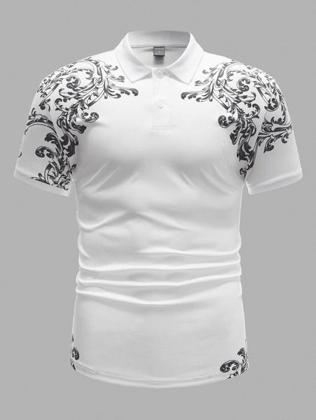 men baroque print polo shirt b7yr#, White;black