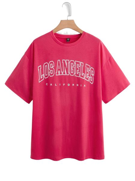 plus letter graphic drop shoulder tee 88ym#, Black