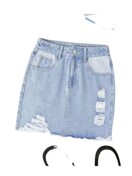 raw hem ripped denim skirt o5aw#, Black 
raw hem ripped denim skirt o5aw#, Black