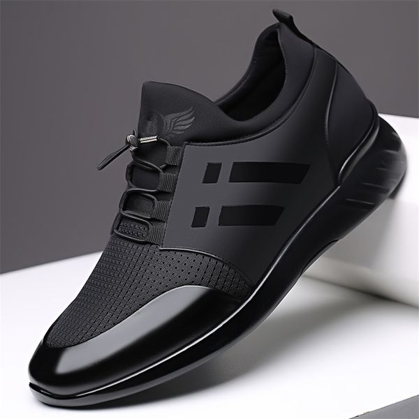 

men sneakers quality 6cm increasing british shoes breathable summer casual big size office 220813, Black;brown
