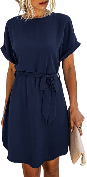 womens chiffon short sleeve summer dresses crewneck knee length tie waist a line casual t-shirt dress d0ga#, Black;gray
womens chiffon short sleeve summer dresses crewneck knee length tie waist a line casual t-shirt dress d0ga#, Black;gray