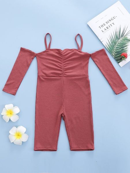 toddler girls cold shoulder ruched solid romper she, Blue