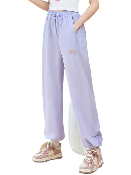 letter patched detail knot front tapered pants 05q4#, Black;white
letter patched detail knot front tapered pants 05q4#, Black;white