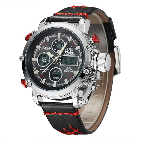 oulm brand luxury watches men dual display analog digital watch male genuine leather calendar alarm quartz wrist watch man, Slivery;brown
oulm brand luxury watches men dual display analog digital watch male genuine leather calendar alarm quartz wrist watch man, Slivery;brown