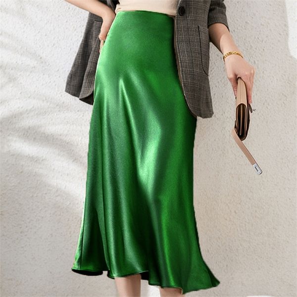 summer high-waisted skirt for women green a line silk satin skirt basic female black elegant solid midi long skirts trends 220512
summer high-waisted skirt for women green a line silk satin skirt basic female black elegant solid midi long skirts trends 220512