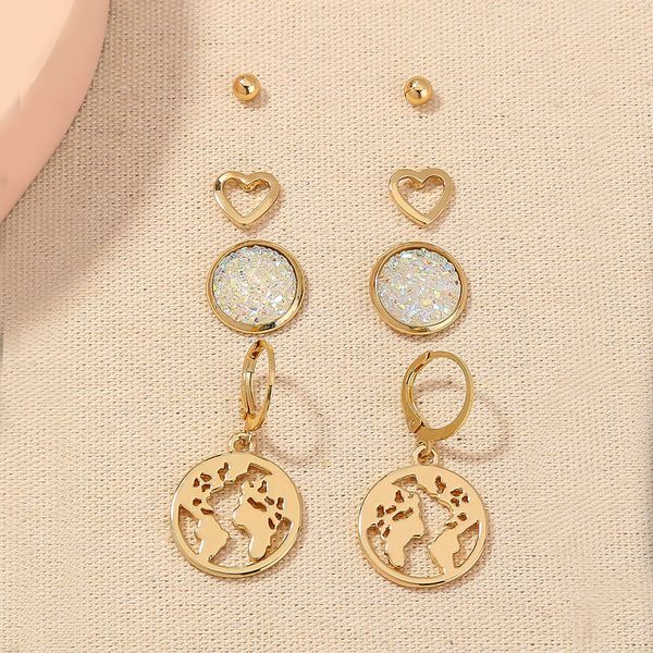 style map earrings small temperament set simple fashion crystal cluster combination, Golden;silver
style map earrings small temperament set simple fashion crystal cluster combination, Golden;silver