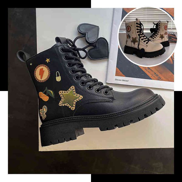white deer british style boots 2022 new high side zipper printed martin leather heart-shaped fashion women's shoes, Black
white deer british style boots 2022 new high side zipper printed martin leather heart-shaped fashion women's shoes, Black