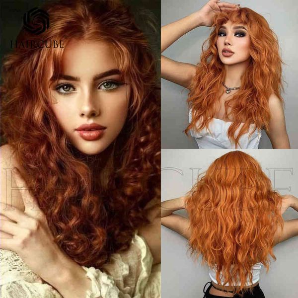 women's wigs style qi bangs orange long curly hair high temperature silk material daily application 220527, Black
women's wigs style qi bangs orange long curly hair high temperature silk material daily application 220527, Black