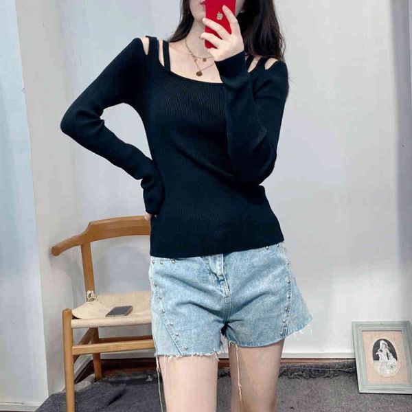 women's sweaters zhao ruth's same autumn double shoulder knit french off chic long sleeve slim bottomed shirt g75w, White;black
women's sweaters zhao ruth's same autumn double shoulder knit french off chic long sleeve slim bottomed shirt g75w, White;black