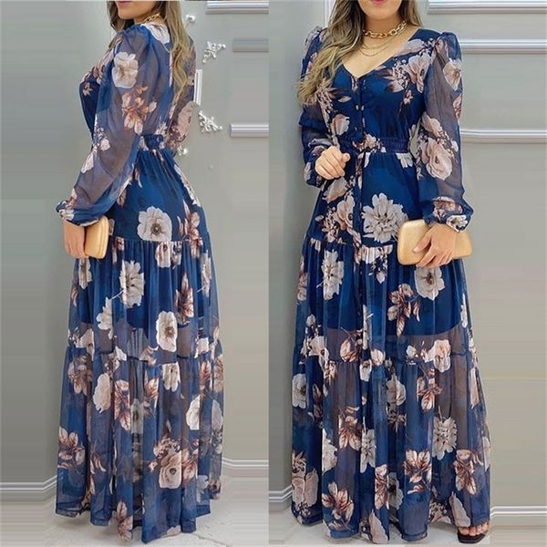 summer floral print v neck chiffon maxi dress casual loose long sleeve lantern beach wear style 220614, Black;gray
summer floral print v neck chiffon maxi dress casual loose long sleeve lantern beach wear style 220614, Black;gray