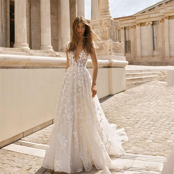 a-line wedding dresses sleeves straps deep v neck hollow lace appliques sequins sweep floor length backless tulle lace plus size boho weddin, White
a-line wedding dresses sleeves straps deep v neck hollow lace appliques sequins sweep floor length backless tulle lace plus size boho weddin, White
