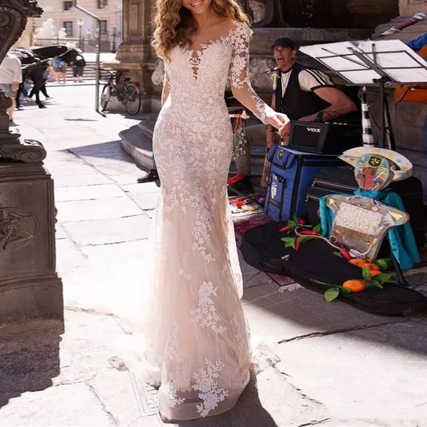 nude ivory lace berta wedding dresses 2022 new designer illusion long sleeve sheer neckline see though back mermaid bohemian wedding dress, White
nude ivory lace berta wedding dresses 2022 new designer illusion long sleeve sheer neckline see though back mermaid bohemian wedding dress, White