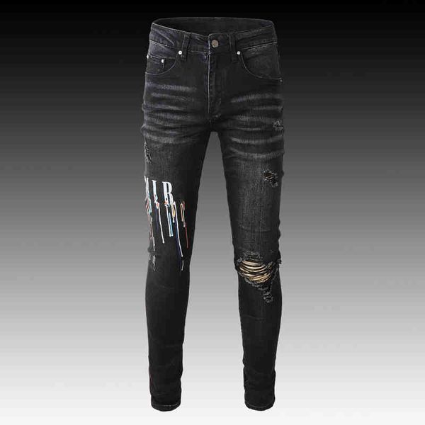 men's jeans fashionable speckled hole patch jeans fashion men's elastic slim fit leggings czsn, Blue
men's jeans fashionable speckled hole patch jeans fashion men's elastic slim fit leggings czsn, Blue